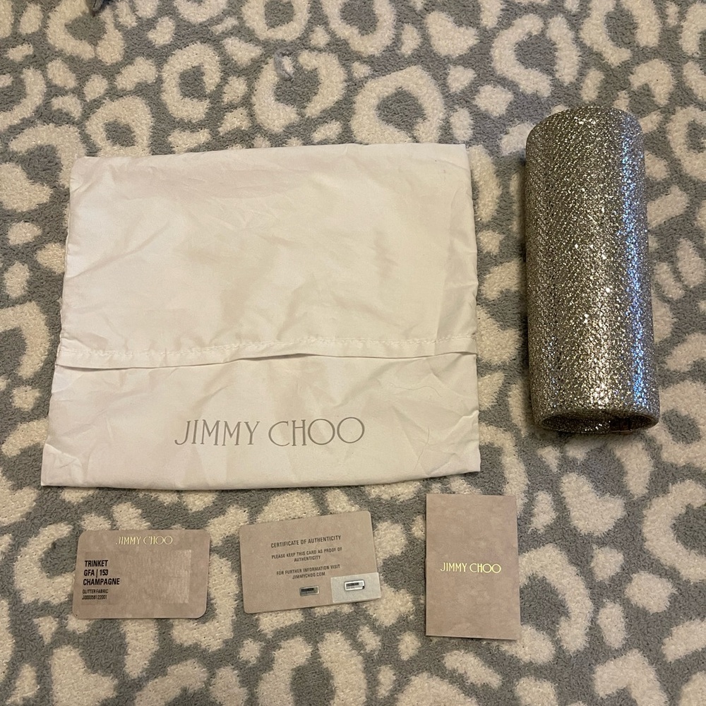 NWT Jimmy Choo Champagne Trinket Glitter Clutch
